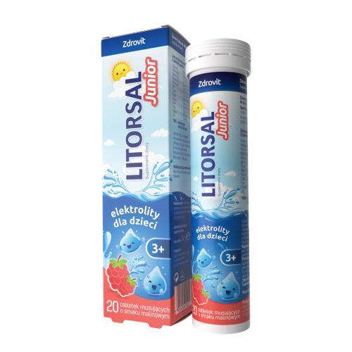 Zdjęcie produktu - Zdrovit Litorsal Junior, 20 tabletek musujących KR&Oacute;TKA DATA 31.08.2026