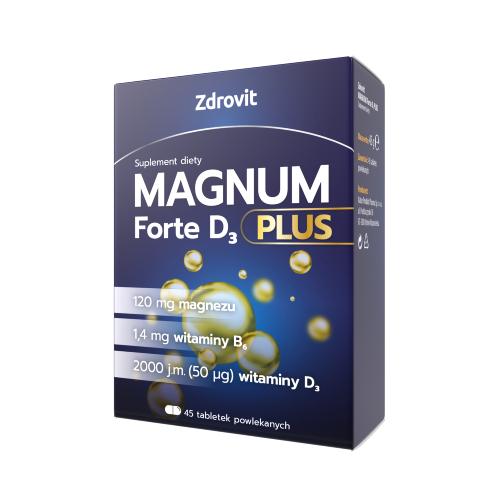 Miniaturka artykułu - Zdrovit Magnum Forte D3 Plus, 45 tabletek powlekanych