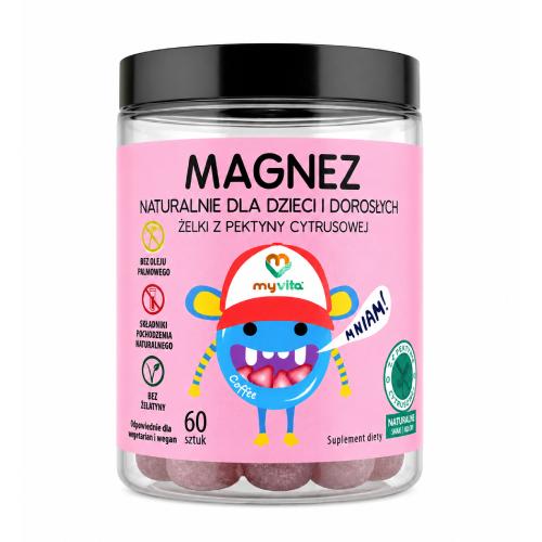 Miniaturka artykułu - MyVita Magnez Naturalne żelki dla dzieci i dorosłych, 60 szt.