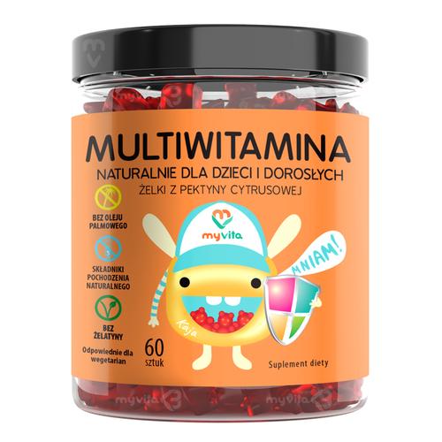 Miniaturka artykułu - MyVita Muliwitamina Naturalne żelki dla dzieci i dorosłych, 60 szt.