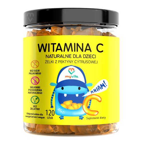 Miniaturka artykułu - MyVita Witamina C Naturalne żelki dla dzieci, 120 szt.