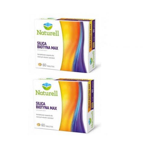 Miniaturka artykułu - Zestaw 2 x NATURELL Silica Biotyna Max, 60 tabletek