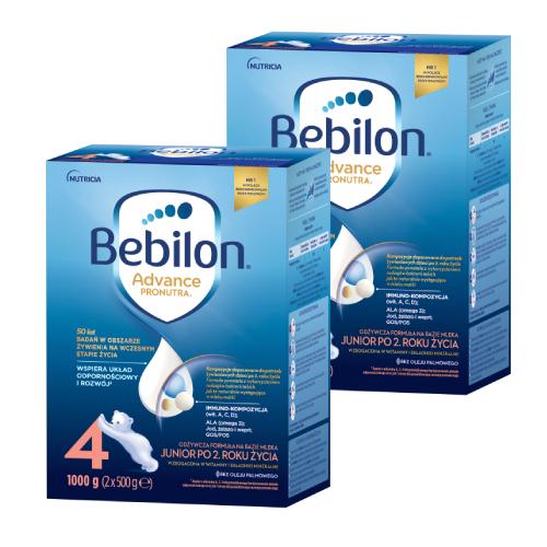 Miniaturka artykułu - Zestaw 2x Bebilon 4 Pronutra Advance Junior Formuła na bazie mleka po 2. roku życia, 1000g