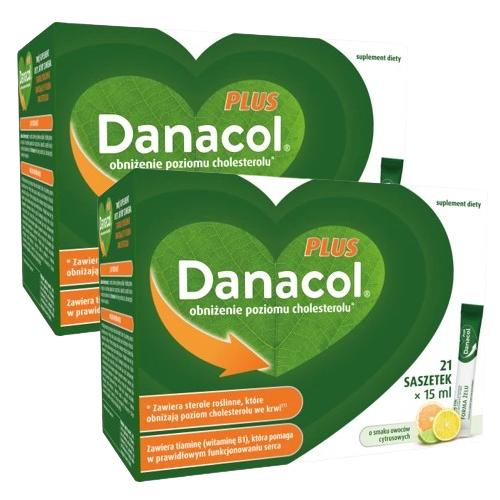 Miniaturka artykułu - Zestaw 2x Danacol Plus, 21 saszetek x 15 ml