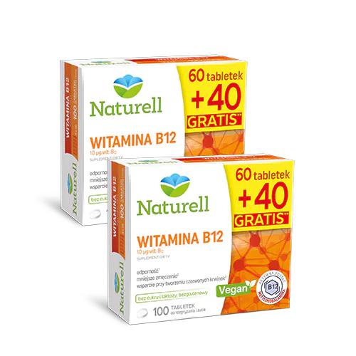 Miniaturka artykułu - Zestaw 2x Naturell Witamina B12, 100 tabletek do żucia