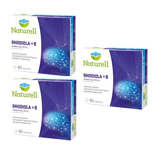 Miniaturka artykułu - Zestaw 3 x NATURELL Rhodiola + B, 60 tabletek