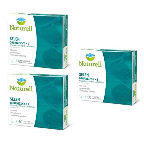 Miniaturka artykułu - Zestaw 3 x NATURELL Selen organiczny +E, 60 tabl. do ssania