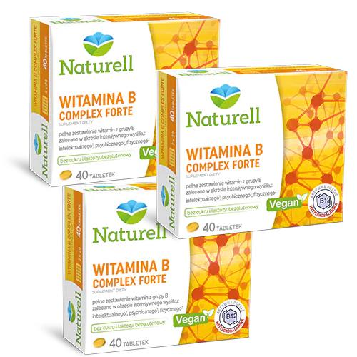 Miniaturka artykułu - Zestaw 3 x Naturell Witamina B Complex Forte, 40 tabletek