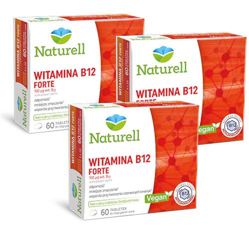 Miniaturka artykułu - Zestaw 3 x NATURELL Witamina B12 Forte, 60 tabl. do ssania