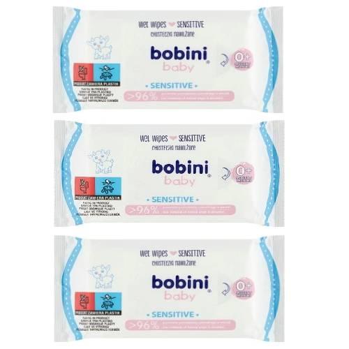 Miniaturka artykułu - Zestaw 3x BOBINI BABY SENSITIVE Chusteczki nawilżane, 60 sztuk
