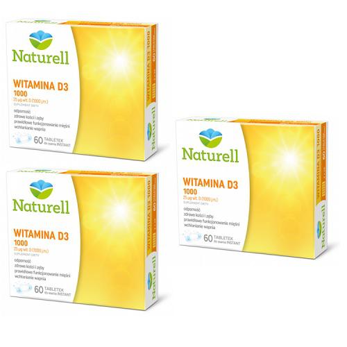 Miniaturka artykułu - Zestaw 3x Naturell Witamina D3 1000, 60 tabletek do ssania