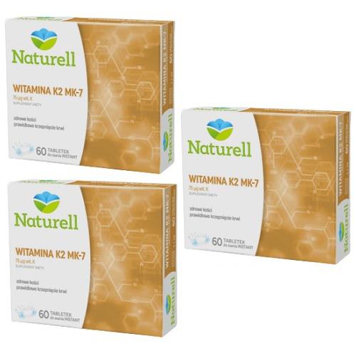 Zdjęcie produktu - Zestaw 3x Naturell Witamina K2 MK-7, 60 tabletek