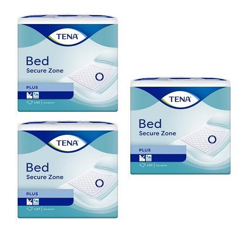 Miniaturka artykułu - Zestaw 3x TENA BED Plus Podkłady chłonne 60 x 90cm, 30 sztuk