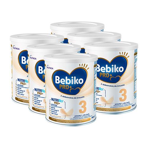 Miniaturka artykułu - Zestaw Bebiko Pro+ 3 Odżywcza formuła na bazie mleka dla dzieci powyżej 1. roku życia, 6 x 700 g