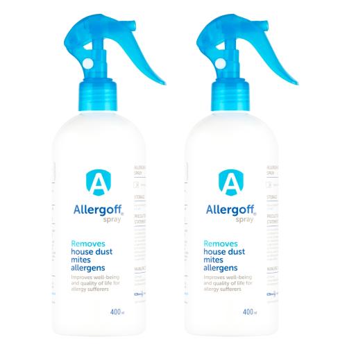 Miniaturka artykułu - Zestaw Allergoff Spray Neutralizator alergen&oacute;w kurzu domowego, 2 x 400 ml