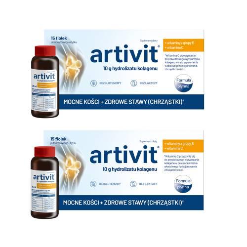 Miniaturka artykułu - Zestaw Artivit Kolagen 10000 mg z witaminą C, 30 fiolek x 25 ml