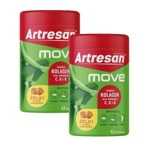 Zdjęcie produktu - Zestaw Artresan Move żelki o smaku ananasowym, 2 x 150 g