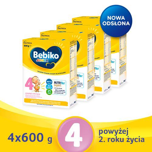 Miniaturka artykułu - Zestaw Bebiko Junior 4 NUTRIflor Expert Odżywcza formuła na bazie mleka dla dzieci powyżej 2. roku życia, 4 x 600 g