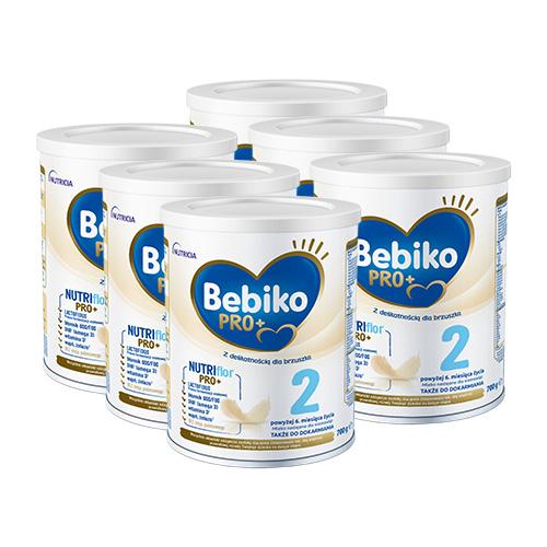 Miniaturka artykułu - Zestaw Bebiko Pro+ 2 Mleko następne dla niemowląt powyżej 6 miesiąca życia, 6 x 700 g
