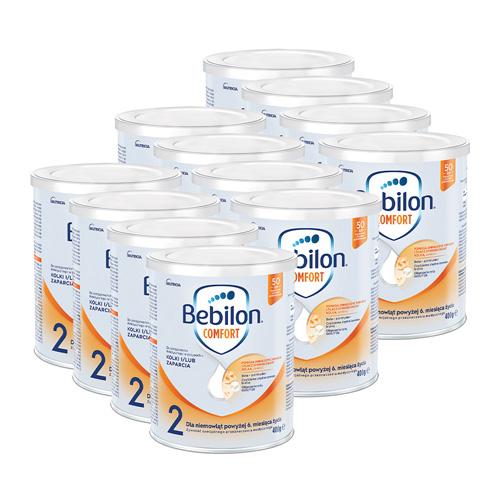 Miniaturka artykułu - Zestaw Bebilon Comfort 2 dla niemowląt powyżej 6 miesiąca życia, 12 x 400 g