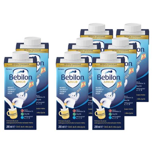 Miniaturka artykułu - Zestaw Bebilon Junior Gotowa do picia wzbogacona formuła na bazie mleka od 2. do 6. roku życia, 8x 200 ml