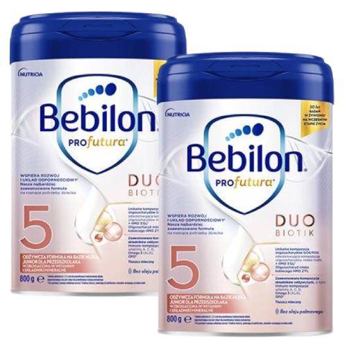 Miniaturka artykułu - Zestaw Bebilon Profutura Duobiotik 5 Formuła na bazie mleka dla przedszkolaka, 2x 800g