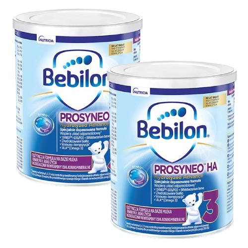 Miniaturka artykułu - Zestaw Bebilon Prosyneo HA 3 Junior Odżywcza formuła na bazie mleka po 1. roku, 2 x 400 g