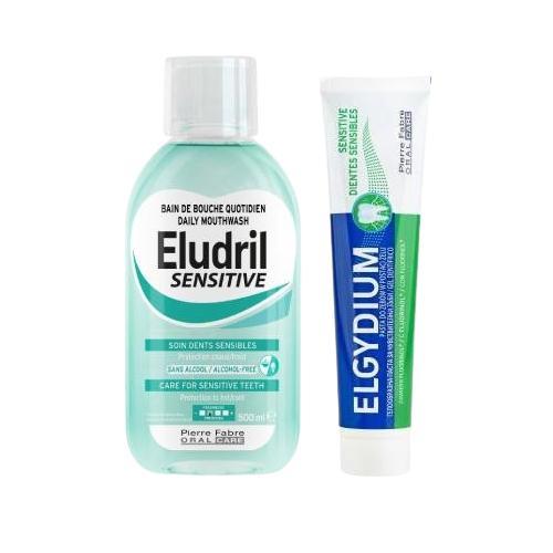 Miniaturka artykułu - Zestaw do zęb&oacute;w wrażliwych Eludril SENSITIVE Płyn do płukania jamy ustnej, 500 ml + ELGYDIUM Sensitive pasta do zęb&oacute;w wrażliwych, 75 ml