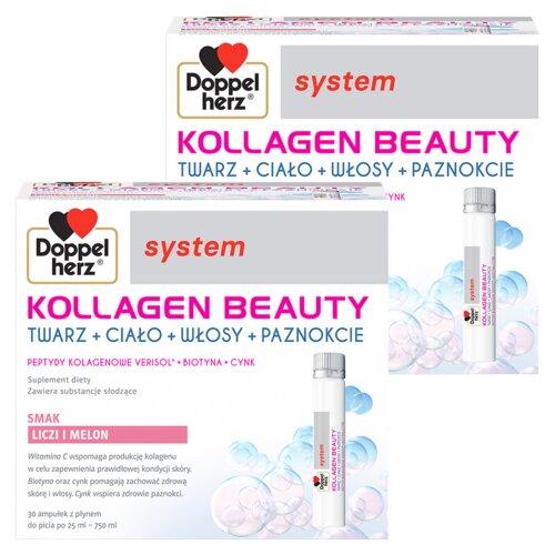Miniaturka artykułu - Zestaw Doppelherz System Kollagen Beauty płyn, 60 amp. x 25ml