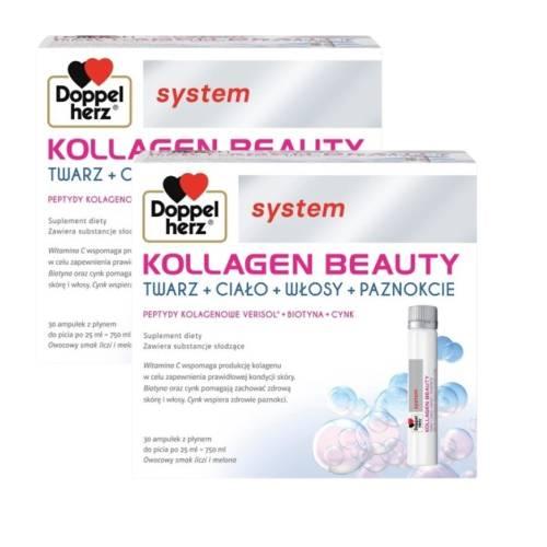 Miniaturka artykułu - Zestaw Doppelherz System Kollagen Beauty płyn, 60 amp. x 25ml