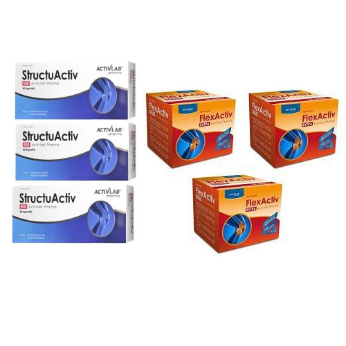 Miniaturka artykułu - Zestaw FlexActiv Extra, 3x 30 saszetek + StructuActiv 500mg, 3x 60 kapsułek 