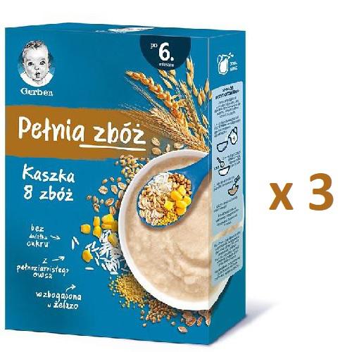 Miniaturka artykułu - Zestaw GERBER Pełnia Zb&oacute;ż Kaszka 8 zb&oacute;ż po 6. miesiącu, 3x 180g 