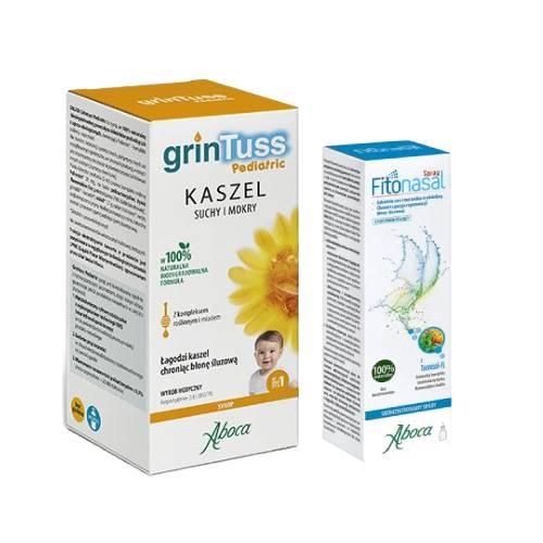 Miniaturka artykułu - Zestaw GrinTuss Pediatric Syrop, 128 g + Fitonasal Spray do nosa, 30 ml