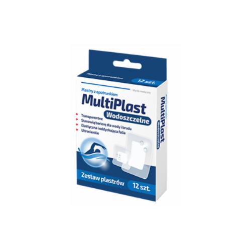 Miniaturka artykułu - Multiplast Wodoszczelne plastry z opatrunkiem, 12 szt.