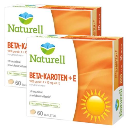 Miniaturka artykułu - Zestaw NATURELL Beta-karoten + E, 2x60tabl.