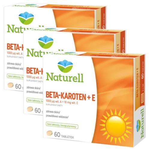 Miniaturka artykułu - Zestaw NATURELL Beta-karoten + E, 3x60tabl.