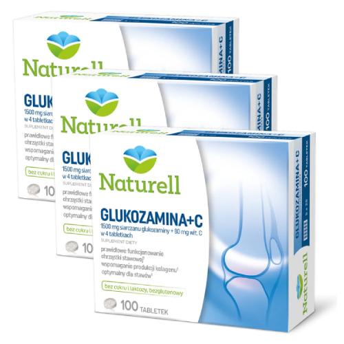 Miniaturka artykułu - Zestaw NATURELL Glukozamina+C, 3x100tabletek