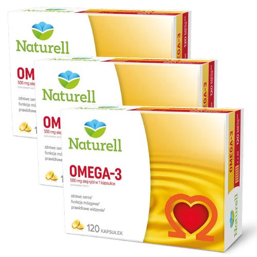 Miniaturka artykułu - Zestaw Naturell Omega-3, 3 x 120 kapsułek 