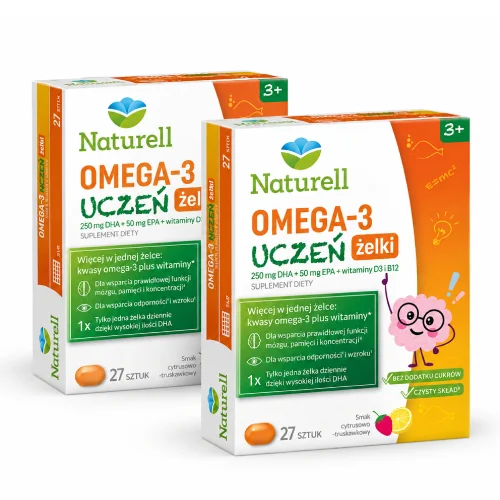 Zestaw NATURELL Omega-3 Uczeń żelki, 2 x 27 szt.