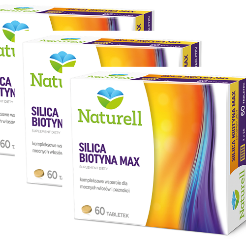 Miniaturka artykułu - Zestaw NATURELL Silica Biotyna Max - 3 x 60 tabletek