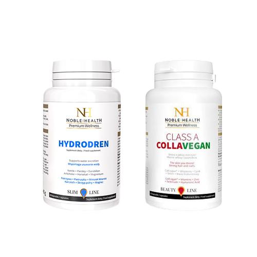 Miniaturka artykułu - Zestaw NOBLE HEALTH Hydrodren, 60 kaps. + Class A CollaVEGAN, 60 kaps.