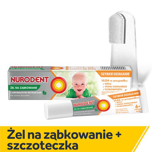 Miniaturka artykułu - Zestaw Nurodent żel na ząbkowanie, 15ml + Enfamil Szczoteczka na palec dla niemowląt