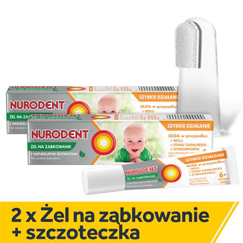Miniaturka artykułu - Zestaw Nurodent żel na ząbkowanie, 2x15ml + Enfamil Szczoteczka na palec dla niemowląt
