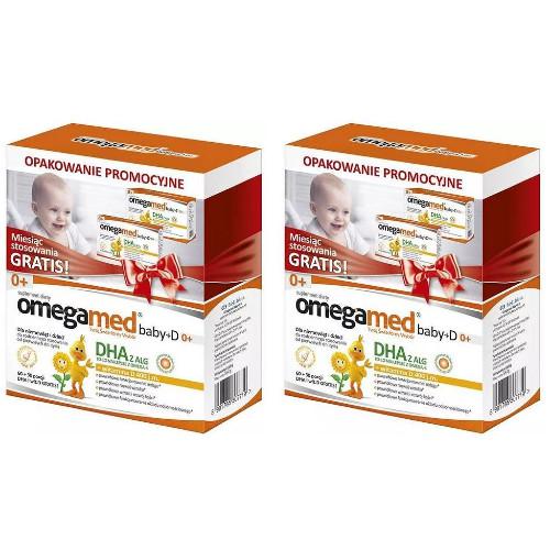 Miniaturka artykułu - Zestaw OMEGAMED BABY+D 0+ 2x90kaps.