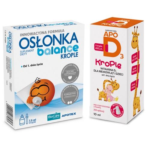 Zestaw Osłonka Balance krople, 7,5 ml + ApoD3 Krople 400 j.m., 10 ml