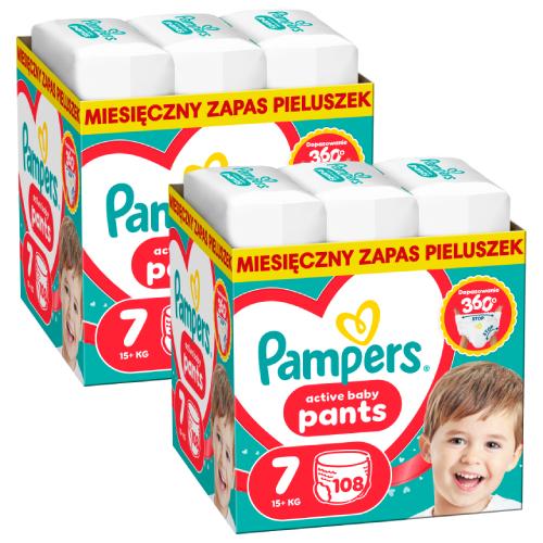 Miniaturka artykułu - Zestaw Pampers Active Baby Pants 7 Pieluchomajtki dla dzieci, 2 x 108 szt.