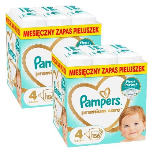 Miniaturka artykułu - Zestaw Pampers Premium Care 4 Pieluchy dla dzieci, 2 x 156 szt.