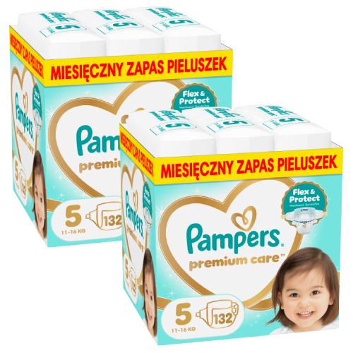 Miniaturka artykułu - Zestaw Pampers Premium Care 5 Pieluchy dla dzieci, 2 x 132 szt.