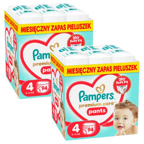 Zdjęcie produktu - Zestaw Pampers Premium Care Pants 4 Pieluchomajtki dla dzieci, 2 x 94 szt.