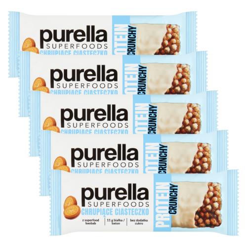 Miniaturka artykułu - Zestaw PURELLA Protein Bar Baton proteinowy chrupiące ciasteczko, 5 x 45 g
